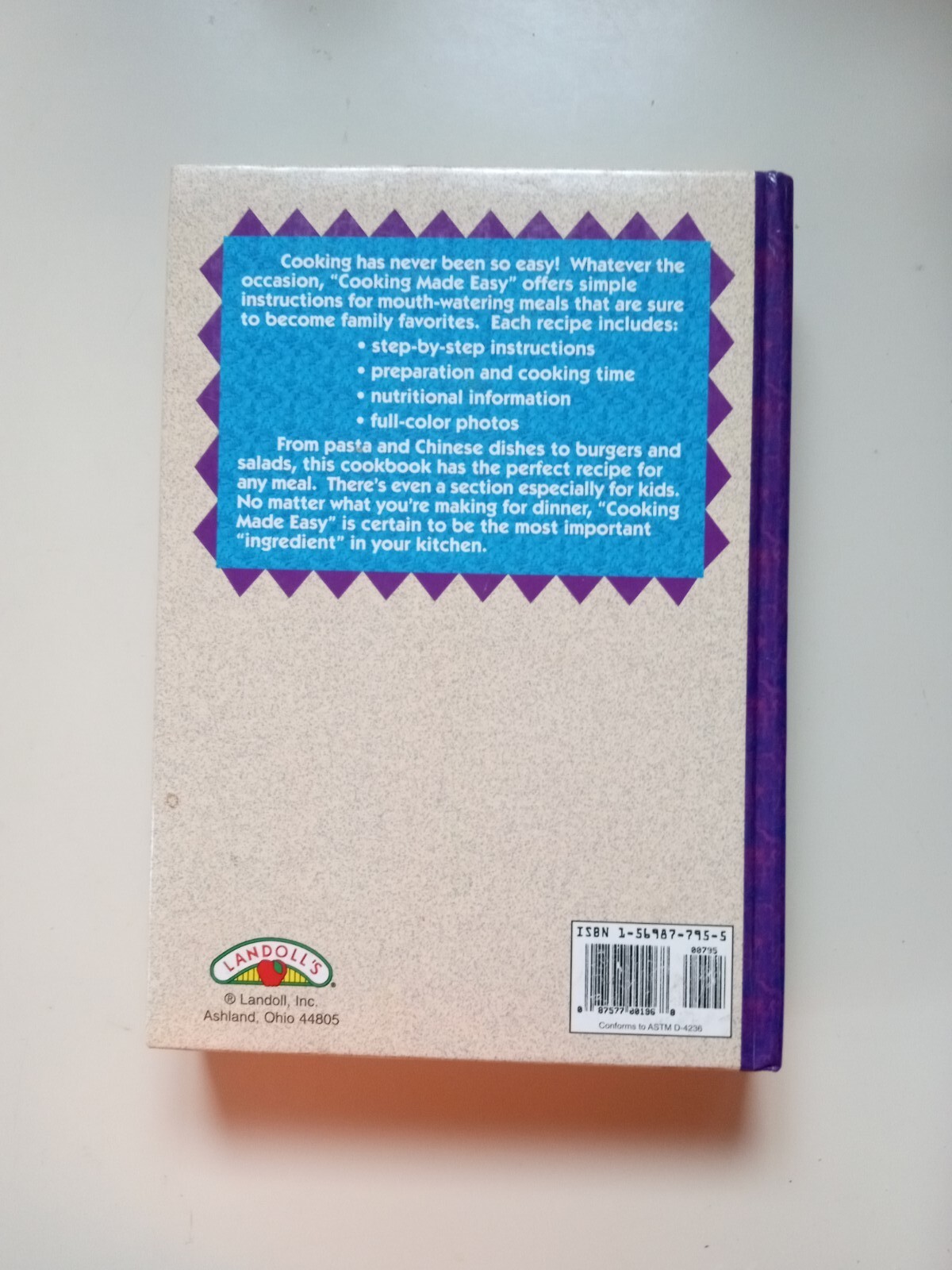 Cooking Made Easy Cookbook by Landolls Padded HC Illustrated 576 Pages