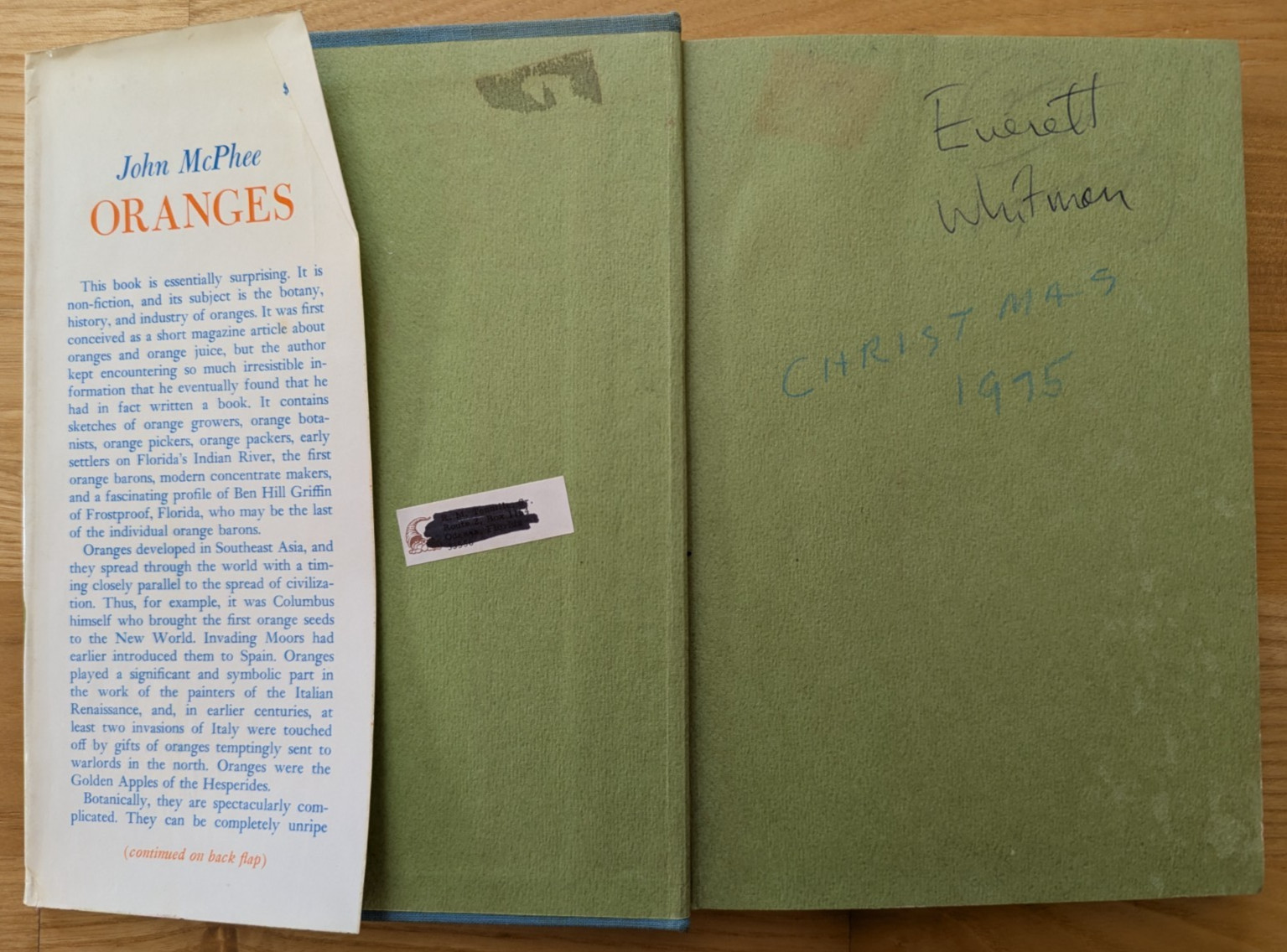 Oranges by John McPhee – Signed 1st Edition 1967 (Farrar, Straus, & Giroux)