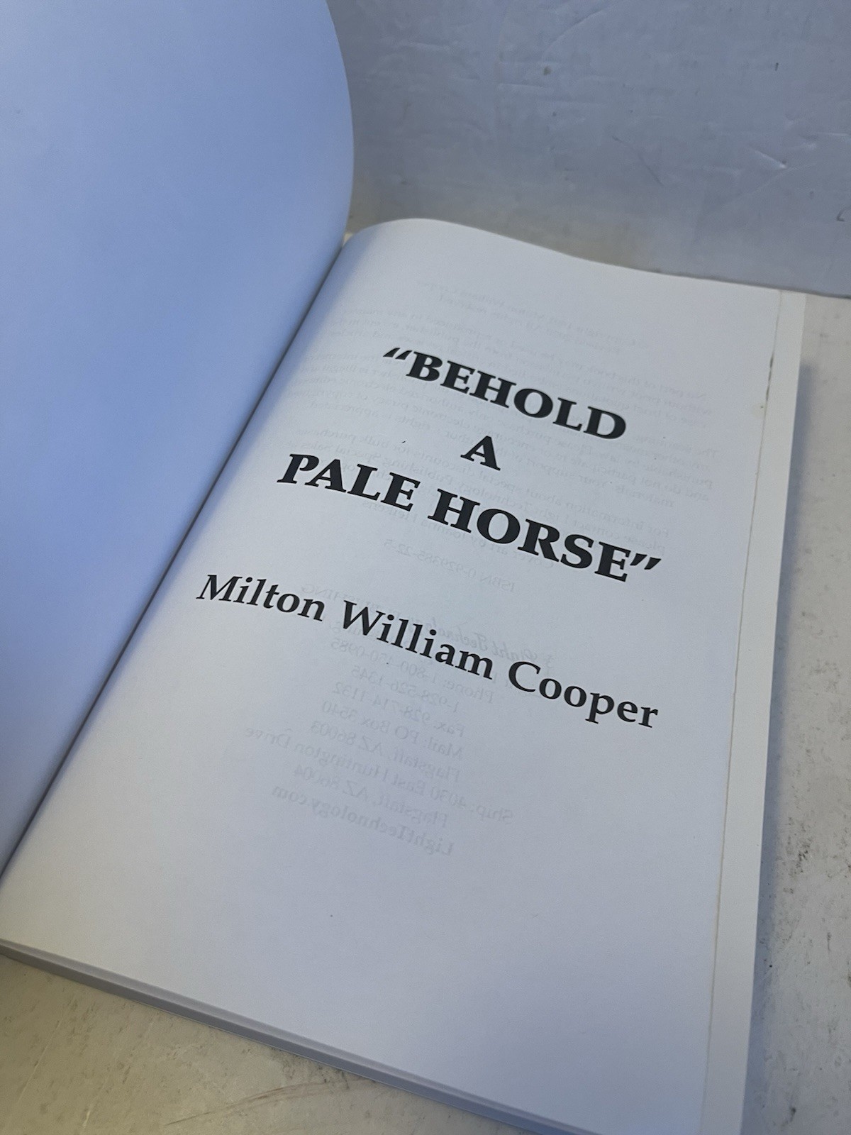 Behold a Pale Horse by William Cooper Revised 2020 Paperback 470 Page