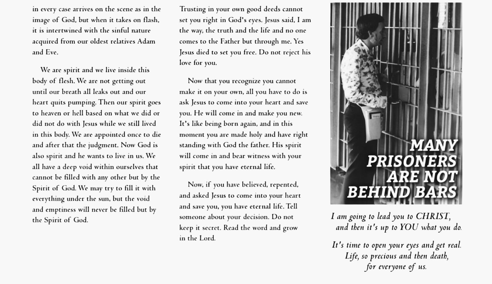 “Behind Bars” Gospel Tract- Evangelism – Biblical teaching $11.99 -3 x 4.5 in
