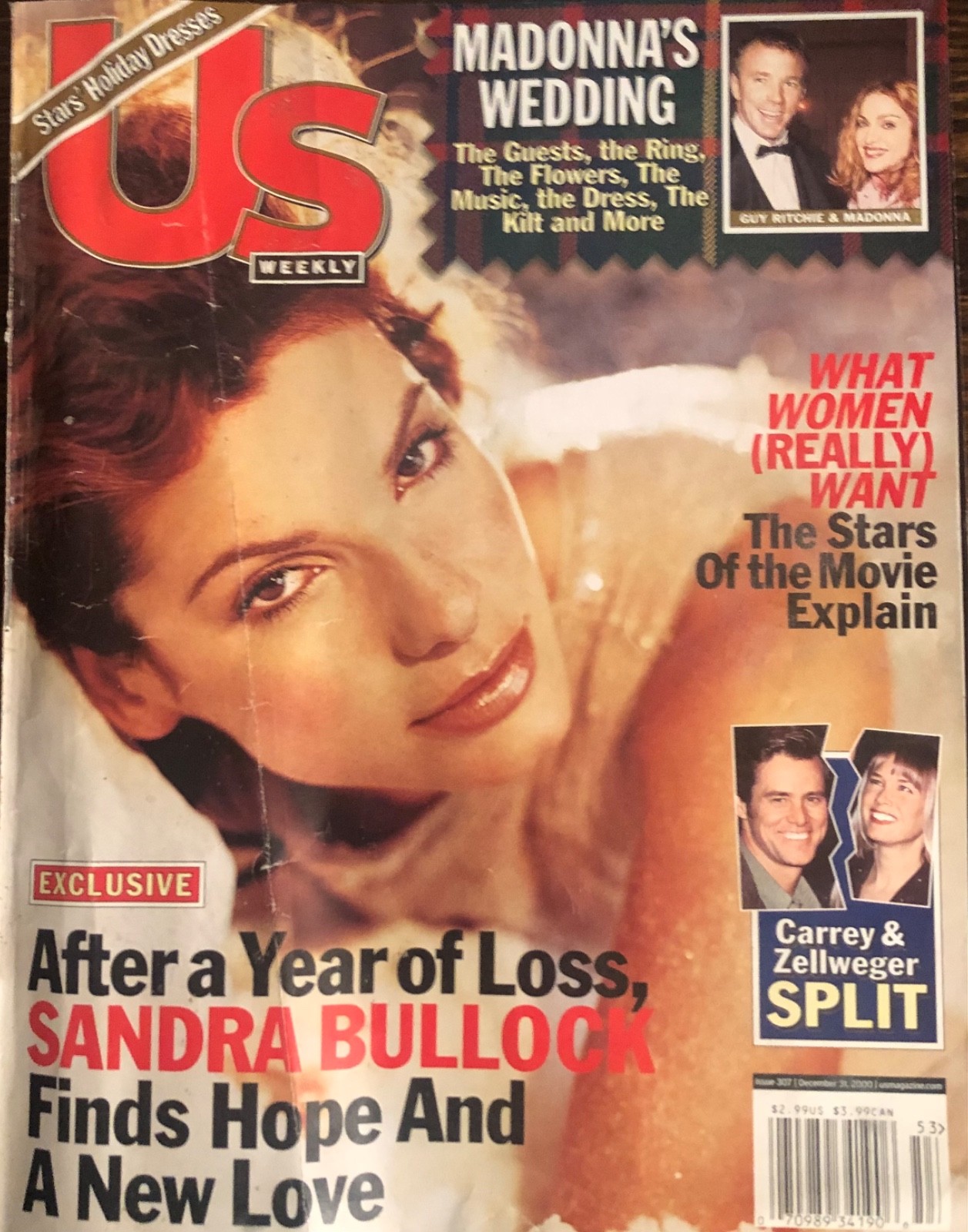 US Magazine December 31 2000 Sandra Bullock Madonna Jim Carrey Renee Zellweger