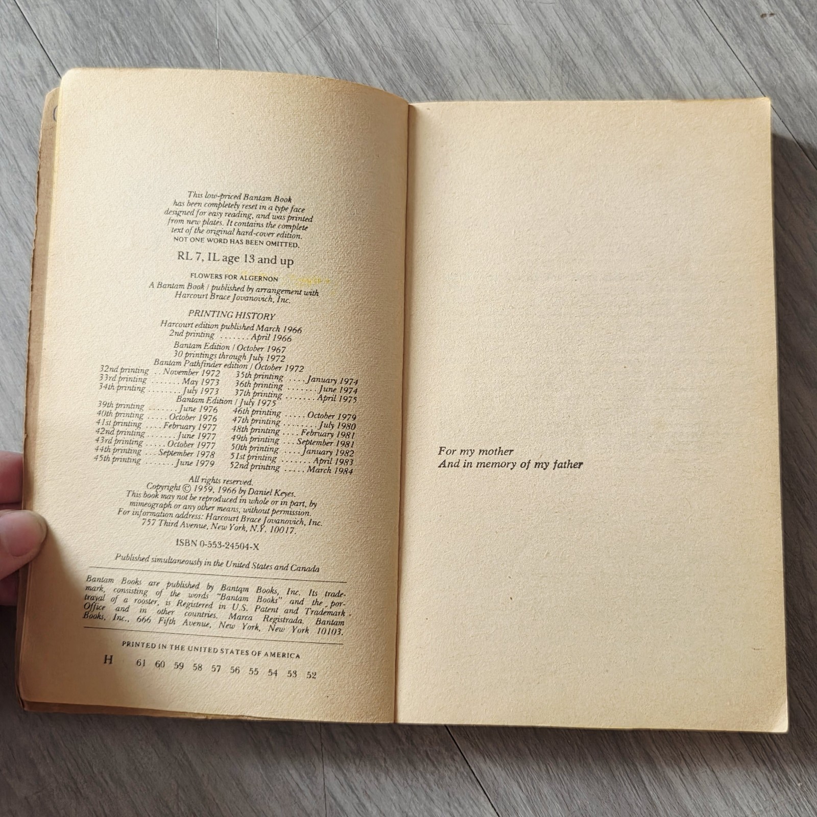 Flowers for Algernon by Daniel Keyes 1966 Paperback