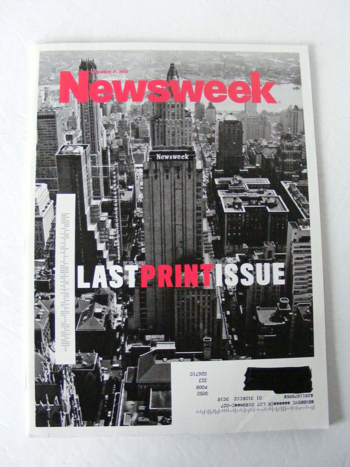 NEWSWEEK Magazine Dec 31, 2012- Last Print Issue-EXCELLENT COND.