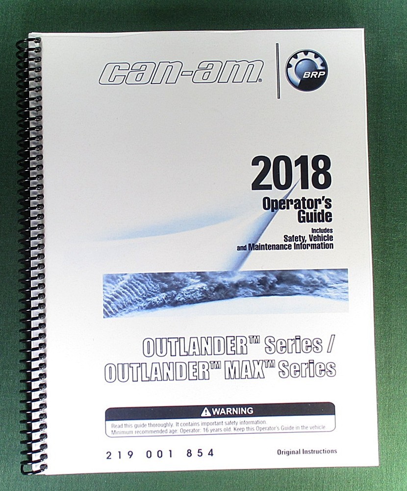 2018 Can-Am Outlander 650 Owner’s Manual: 212 Pages & Protective Covers!