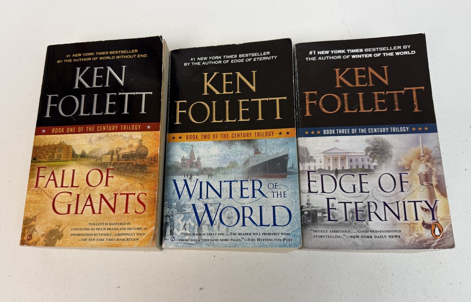 Ken Follett Lot All 3 Century Trilogy Fall of Giants Winter World Edge Eternity