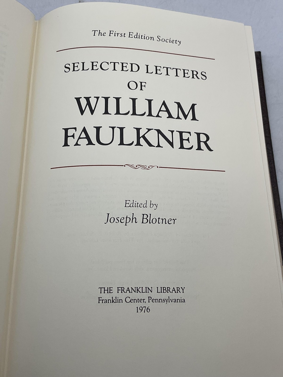 Selected Letters Of William Faulkner Franklin Library 1976 Leather Brown First e