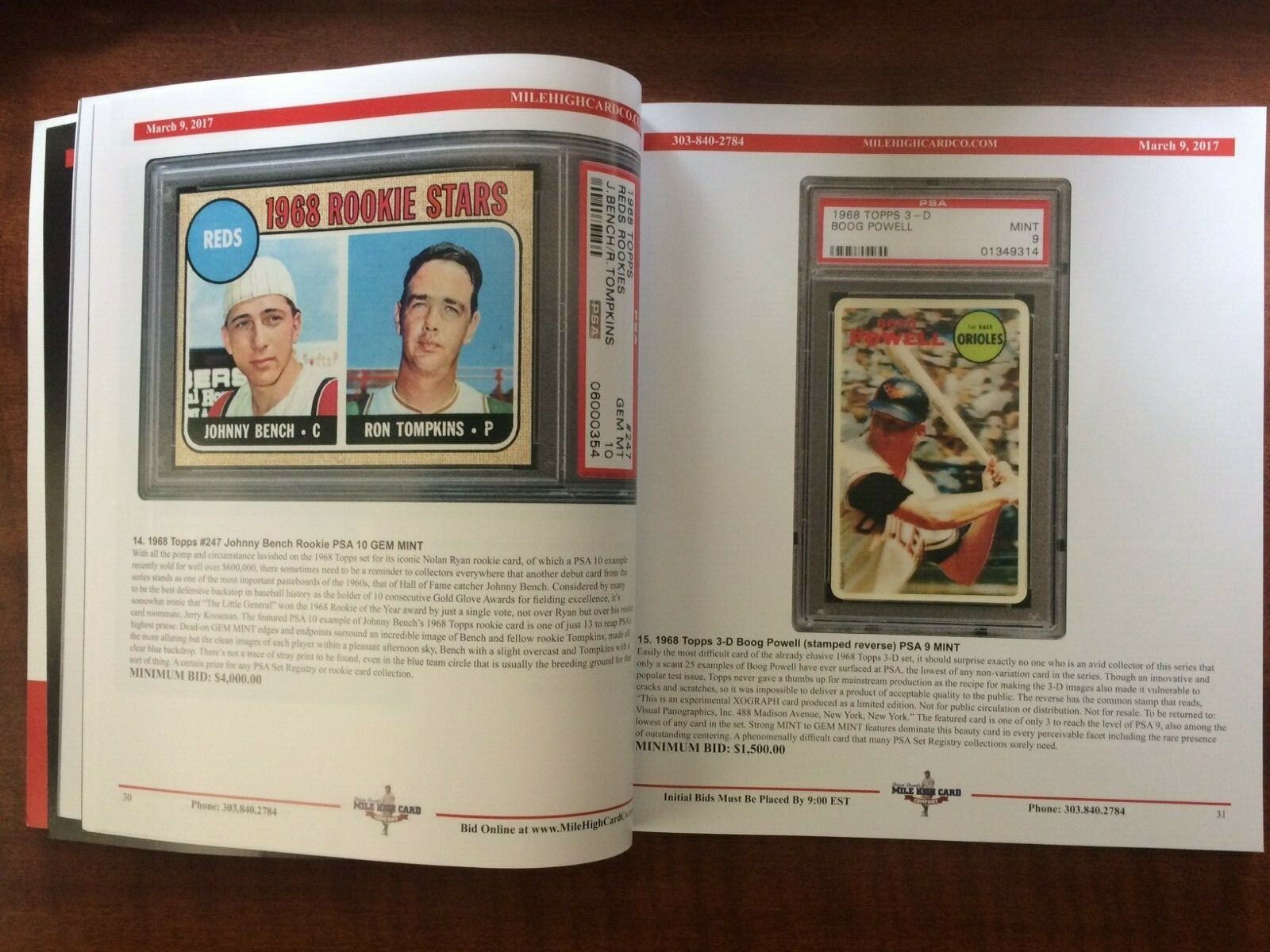 3/9/2017 Mile High Card Company Auction Catalog 200 pages Walter Johnson/Mantle