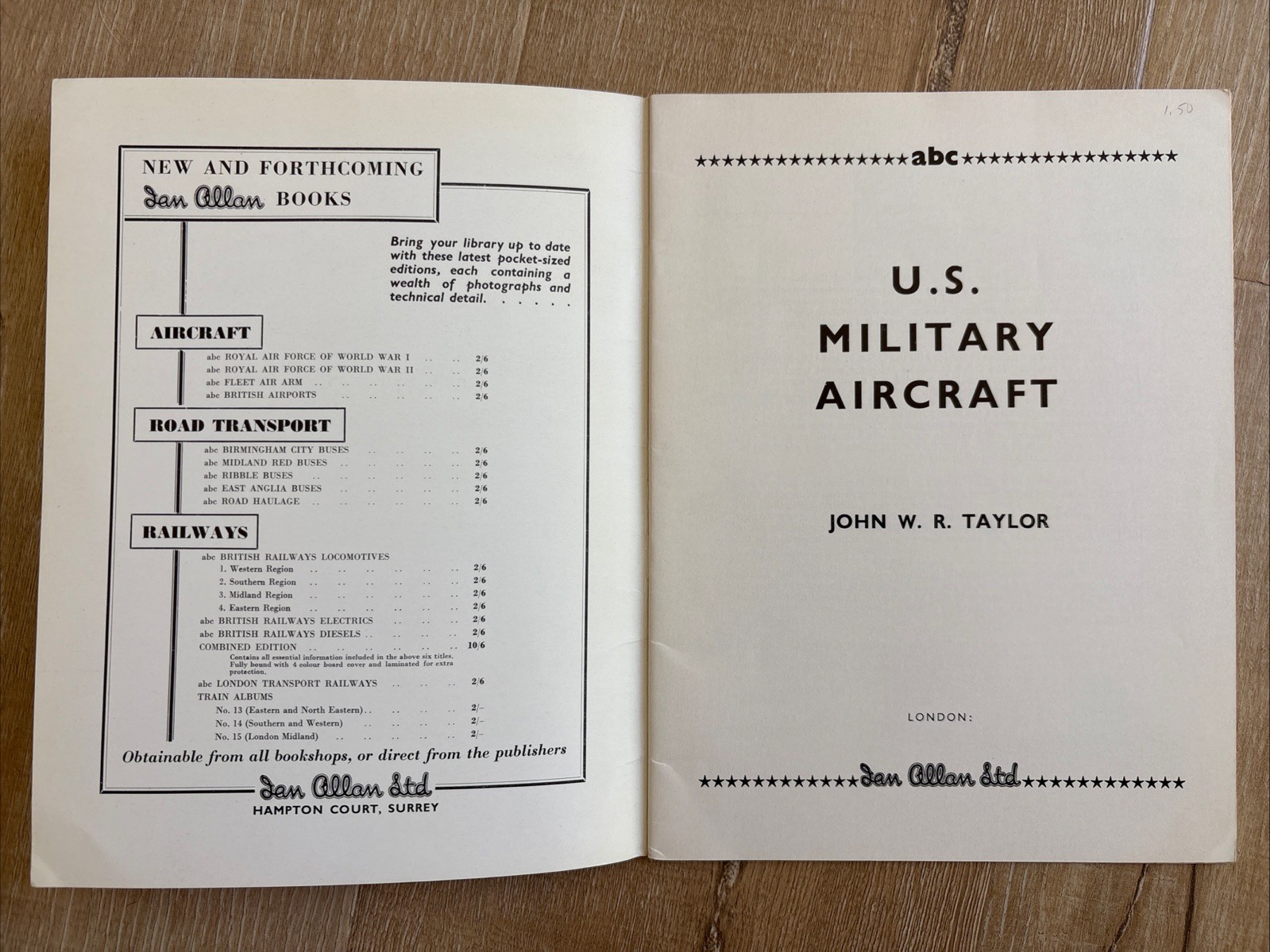 U.S. MILITARY AIRCRAFT John W.R. Taylor 1959 PB Ian Allan ABC UK Vintage
