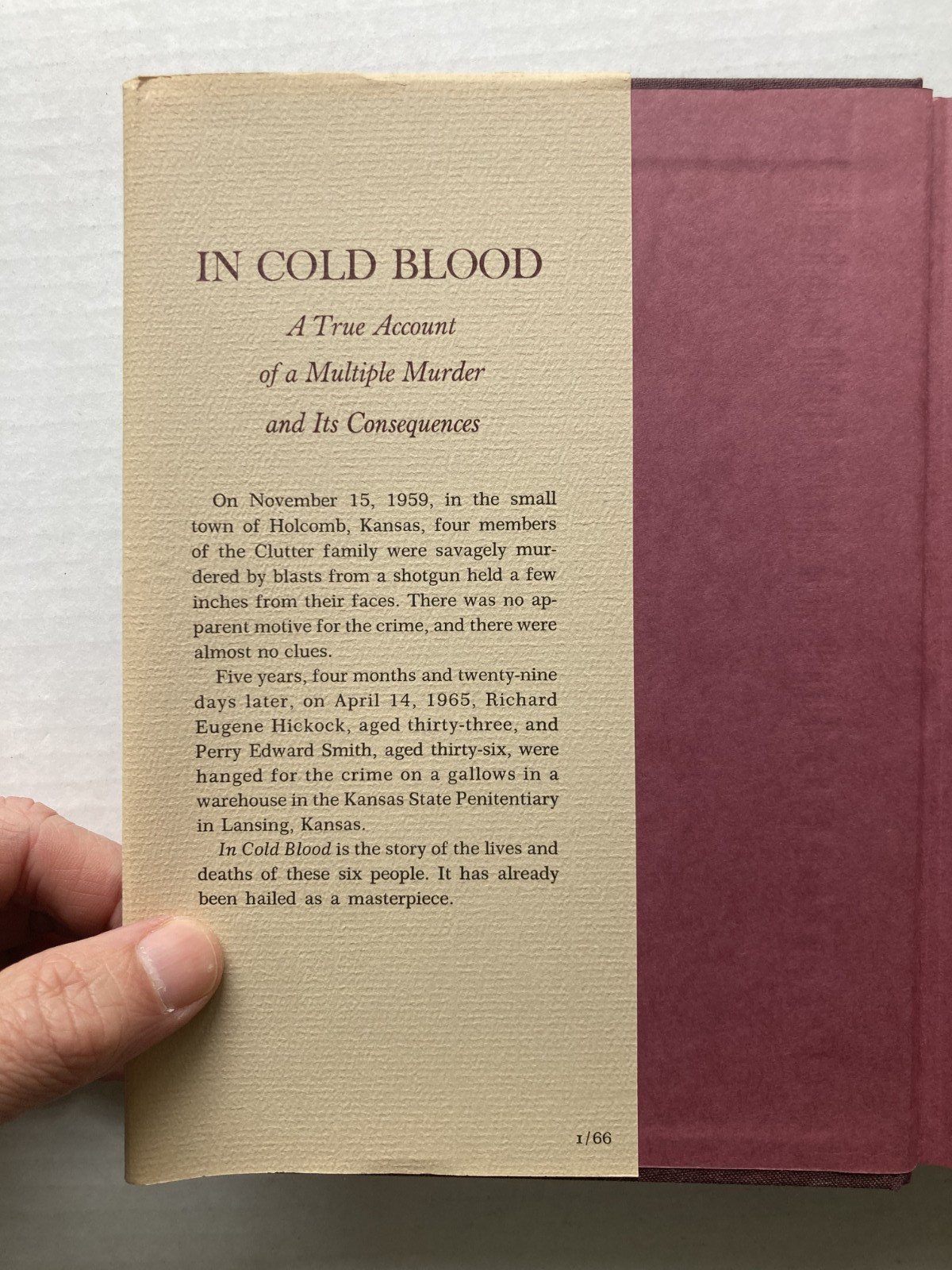 Truman Capote IN COLD BLOOD First Edition Hardcover with Dustjacket book club?