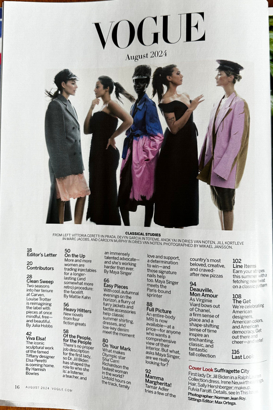 VOGUE August 2024 Jill Biden Elsa Peretti Louise Trotter Deauville 116 pages