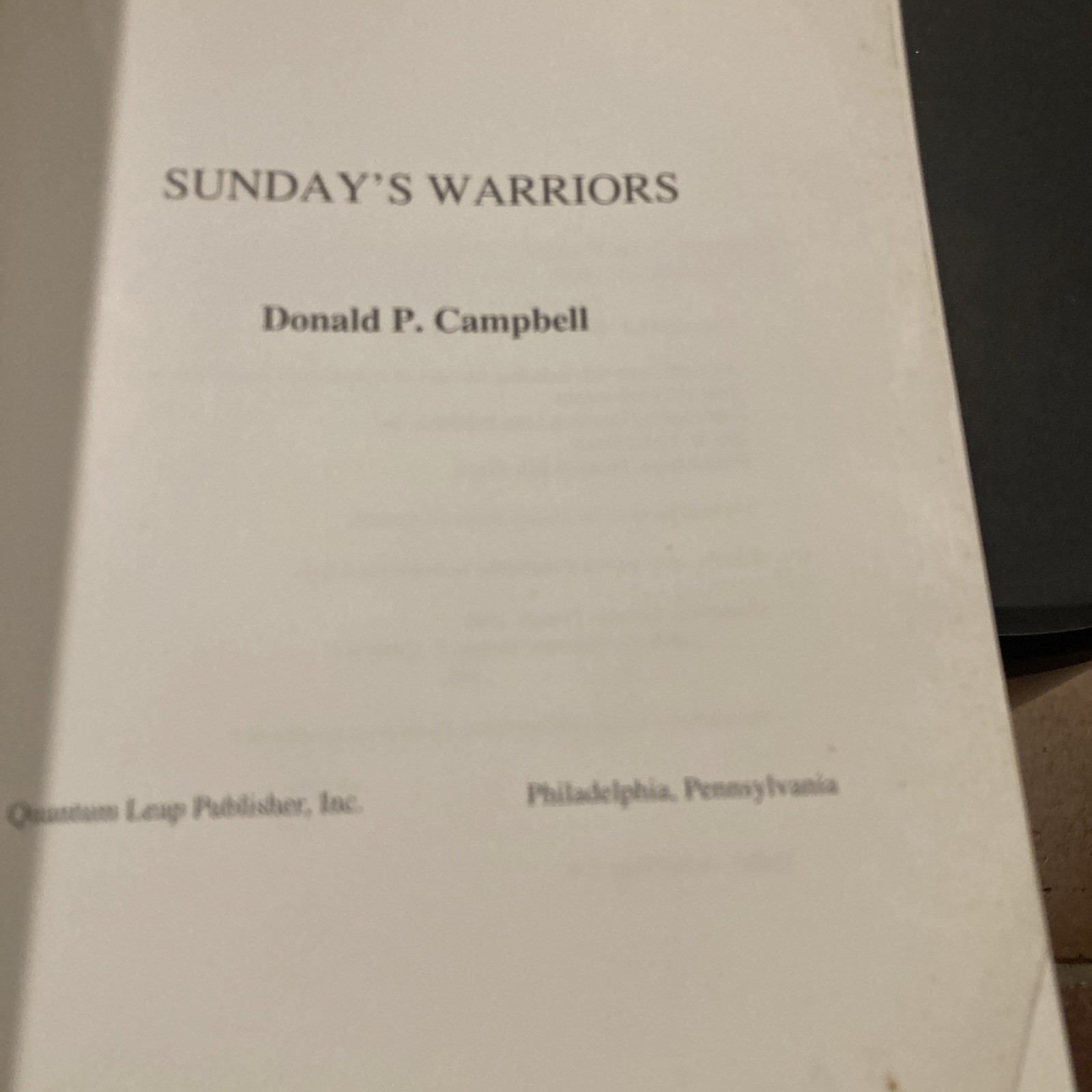 Sunday’s Warriors By Donald Campbell 1994 Paperback 650 Pages – Phila Eagles