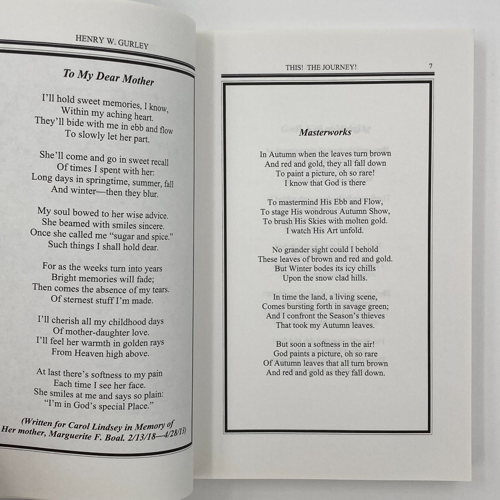 This! The Journey! Inspirational Poetry by Henry W Gurley PB 2013 343 Pages
