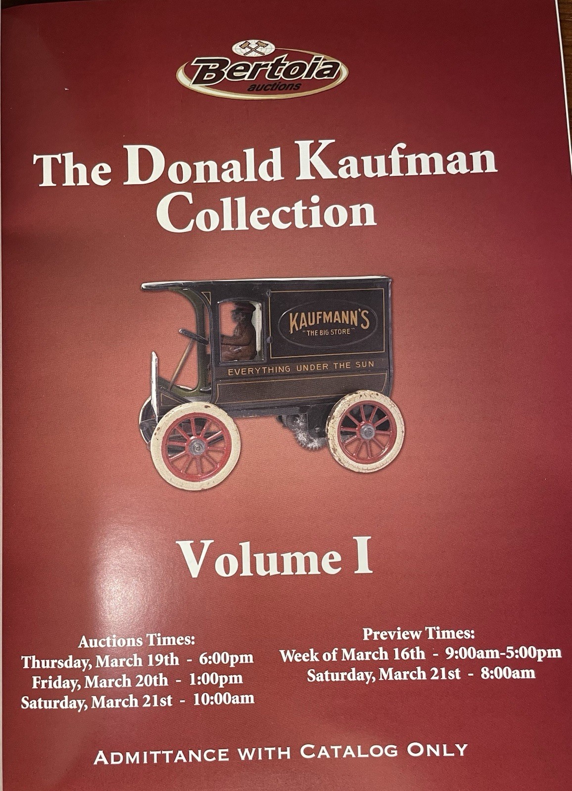 The Donald Kaufman Collection Vol I Bertoia Auctions Hardcover Catalog VTG TOYS