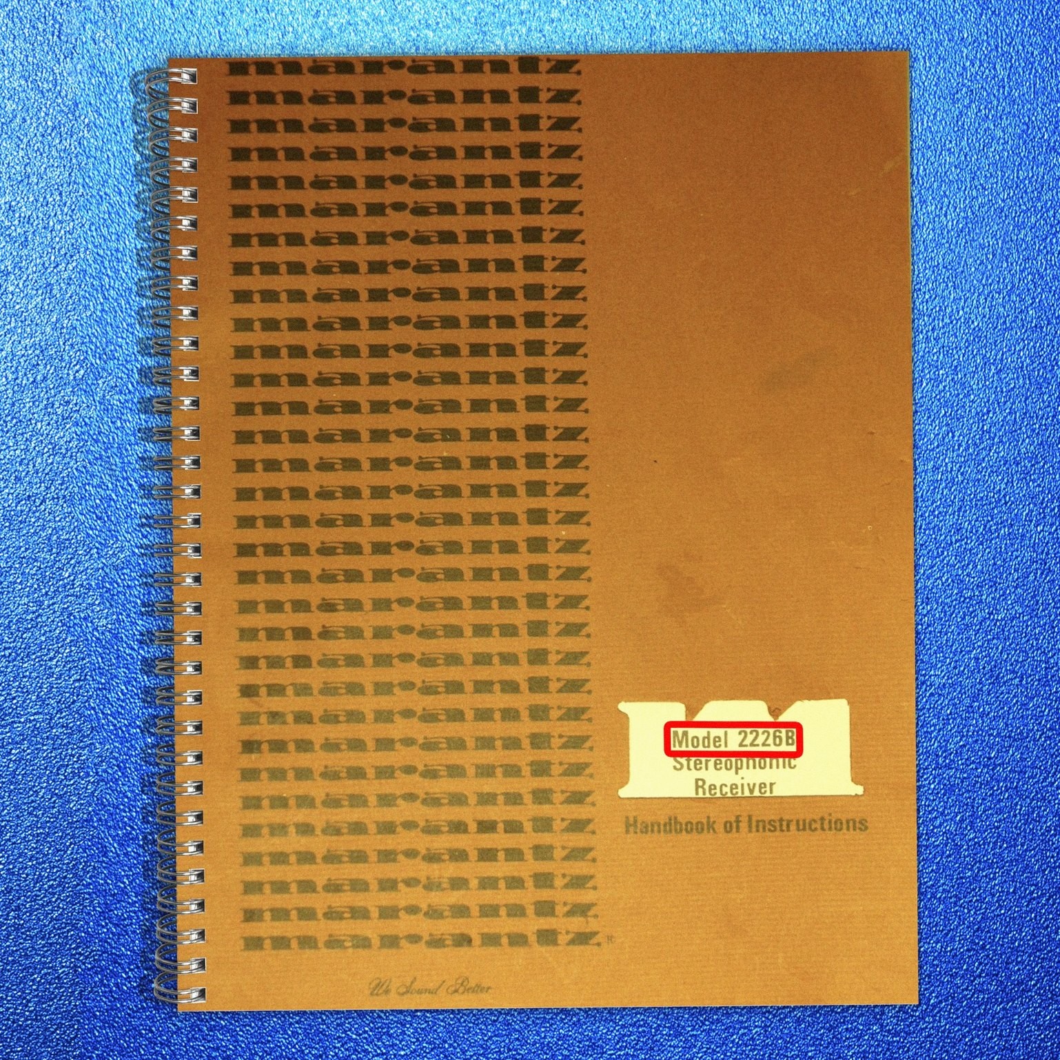 MARANTZ 2226B Stereophonic Receiver Handbook Of Instructions Manual SPIRAL CLOSU