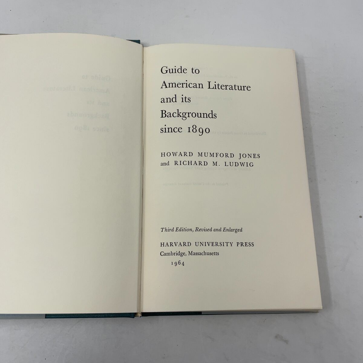 Guide to American Literature and Its Backgrounds Since 1890 by Howard Mumford Jo