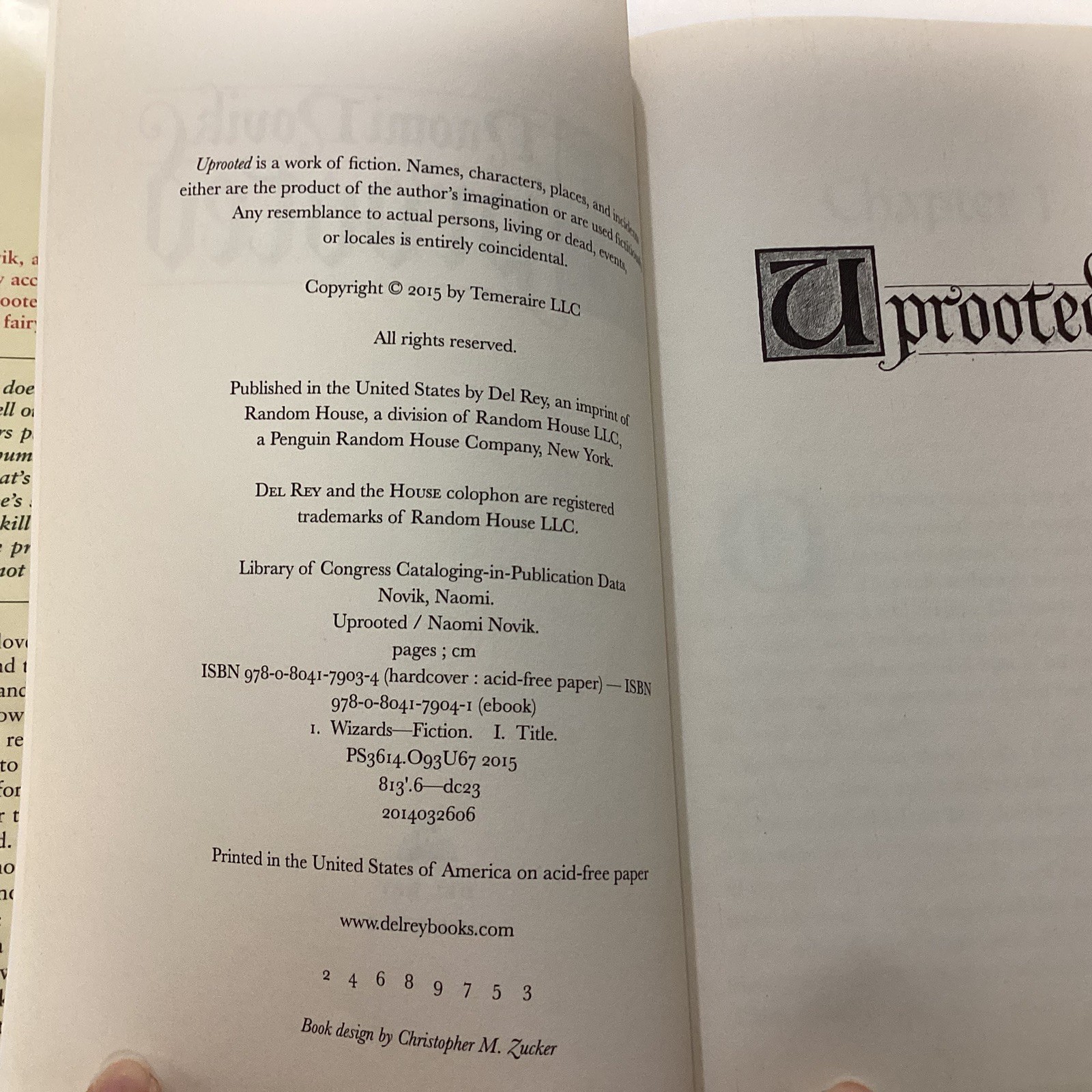 Uprooted – hardcover Novik, Naomi HC/DJ Ex. Library