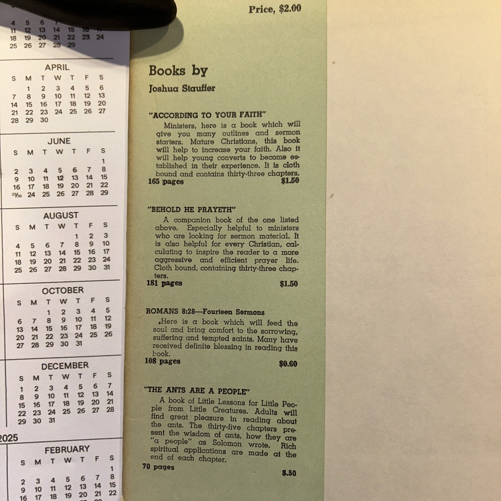 “When He Is Come” – Joshua Stauffer – 1948 – 198 pages – Union Bible Seminary
