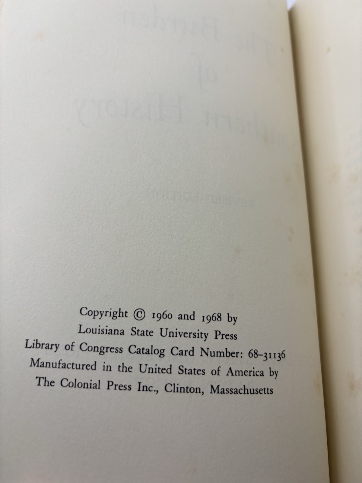 The Burden Of Southern History • Enlarged Edition | C Vann Woodward | 1968 HCDJ