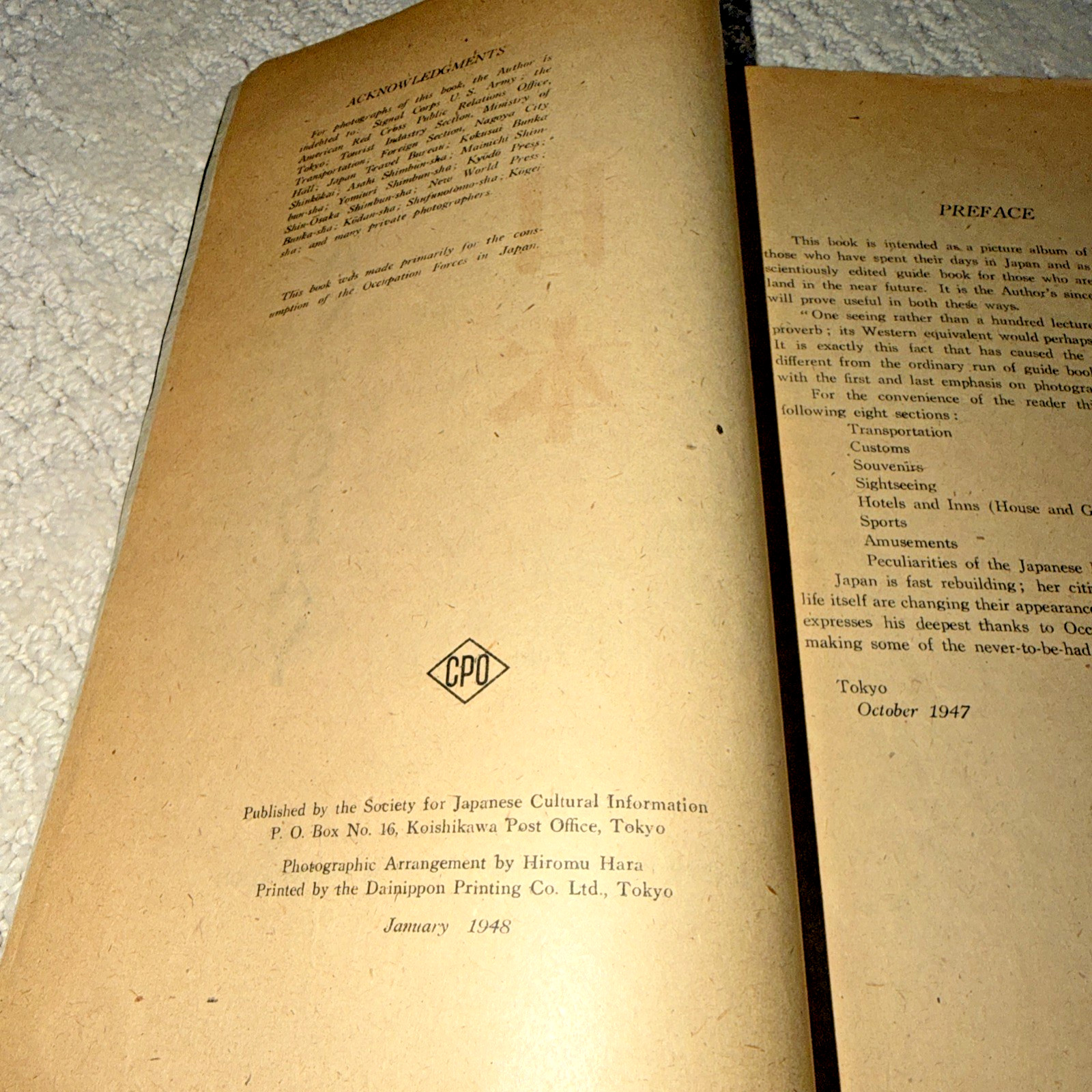 1948 A PICTORIAL GUIDE – JAPAN TODAY, Shodo Taki 371 pages / Douglas MacArthur