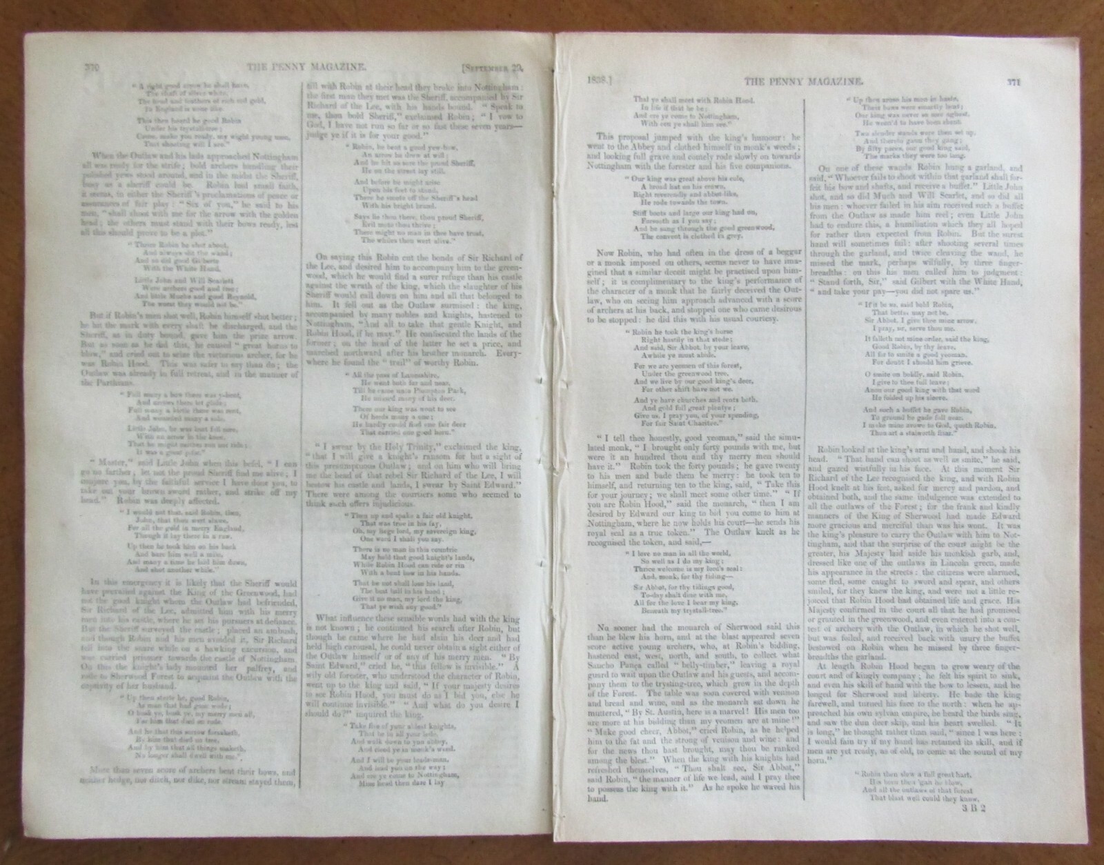2 THE PENNY MAGAZINES 1838 No. 416 & 428 ROBIN HOOD BALLAD Cosmetics BOLOGNA