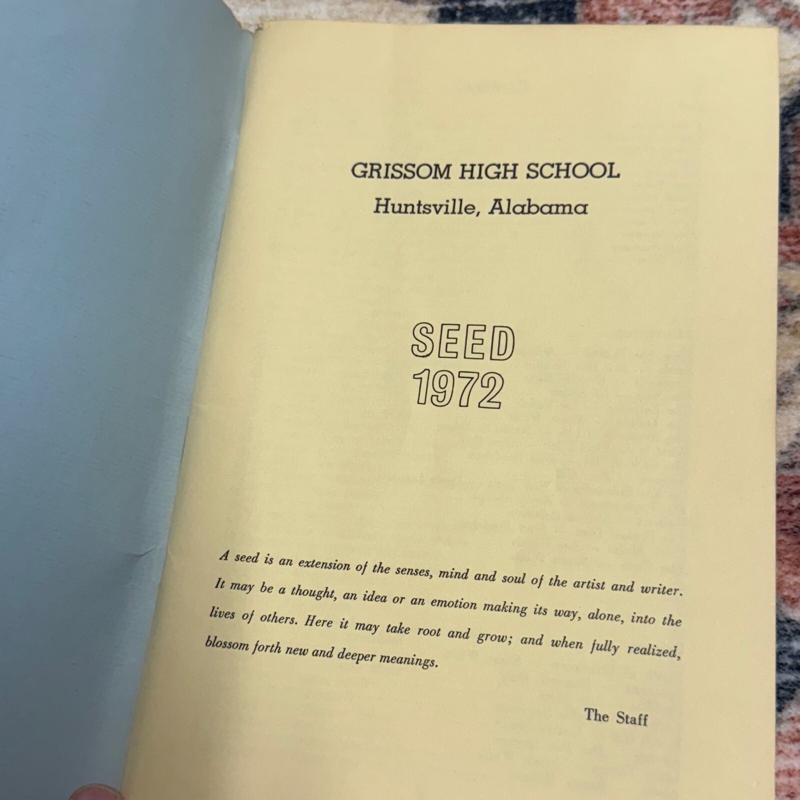Vintage SEED 1972 Grissom High School Literary Magazine Yearbook Art Poetry