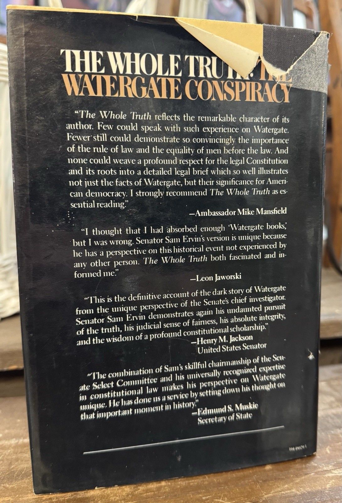 The Whole Truth The Watergate Conspiracy By Sam Ervin SIGNED 1st Edition w/ DJ