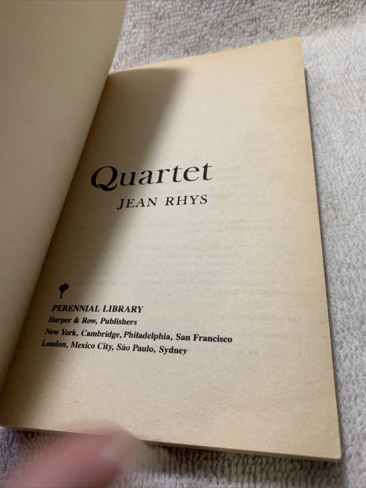 Quartet by Jean Rhys 1981 Perennial Library P 568 ca Deborah Schein pb MTI