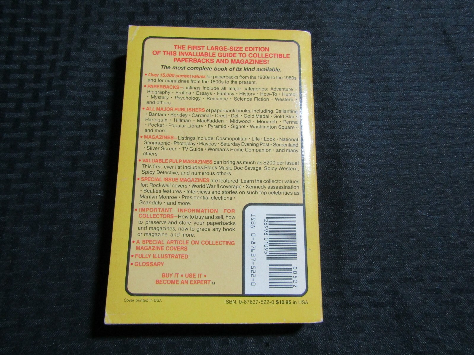 1986 PAPERBACKS & MAGAZINES Official Price Guide VG+ 4.5 Paperback 476pgs
