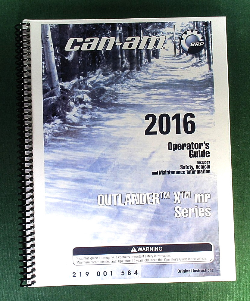 2016 Can-Am Outlander 650 X mr Owner’s Manual: 196 Pages & Protective Covers!