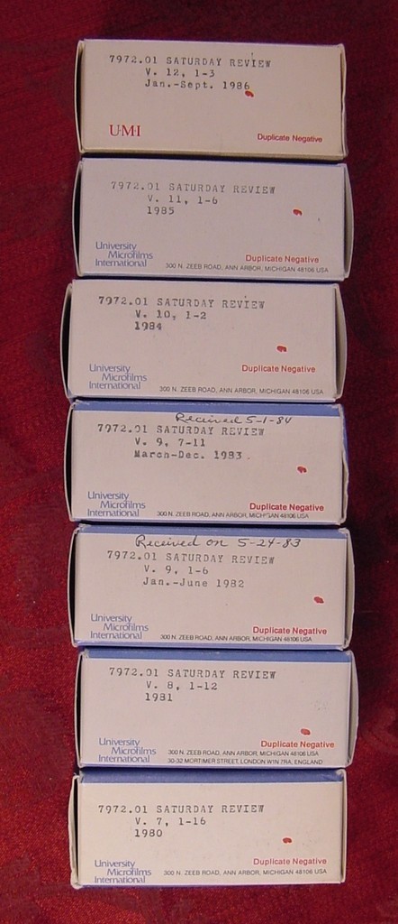 SATURDAY REVIEW MICROFILM 1962-1963-1964-1965-1966-1967-1968-1969-1970-1985