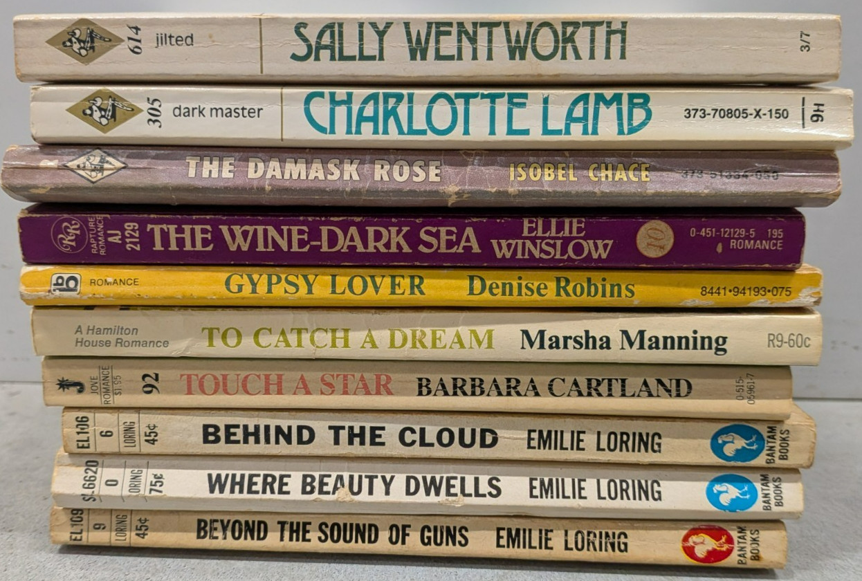 10 Lot Romance Paperback Books Vintage 60’s 70’s Loring Harlequin Cartland etc
