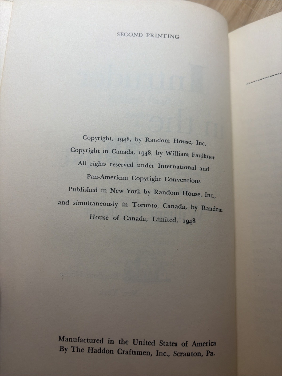 William FAULKNER — Intruder In The Dust 1948 1st Edition 2nd Printing Hardback