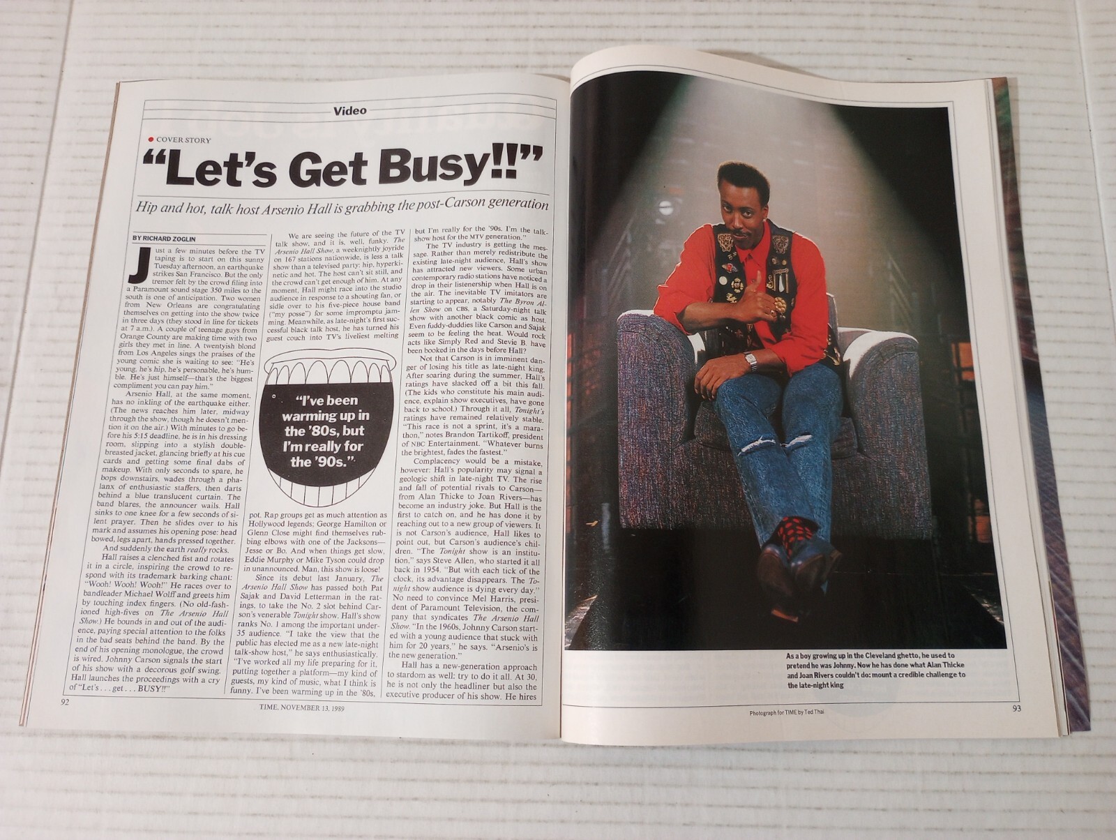 Time Mag Nov 13 1989 Arsenio Hall First Cellphone Bush Gorbechev Ortega Krenz