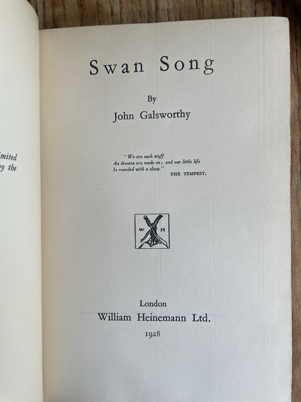 Swan Song John Galsworthy Signed Ltd Ed #454/525 1928 DJ Heinemann Nobel