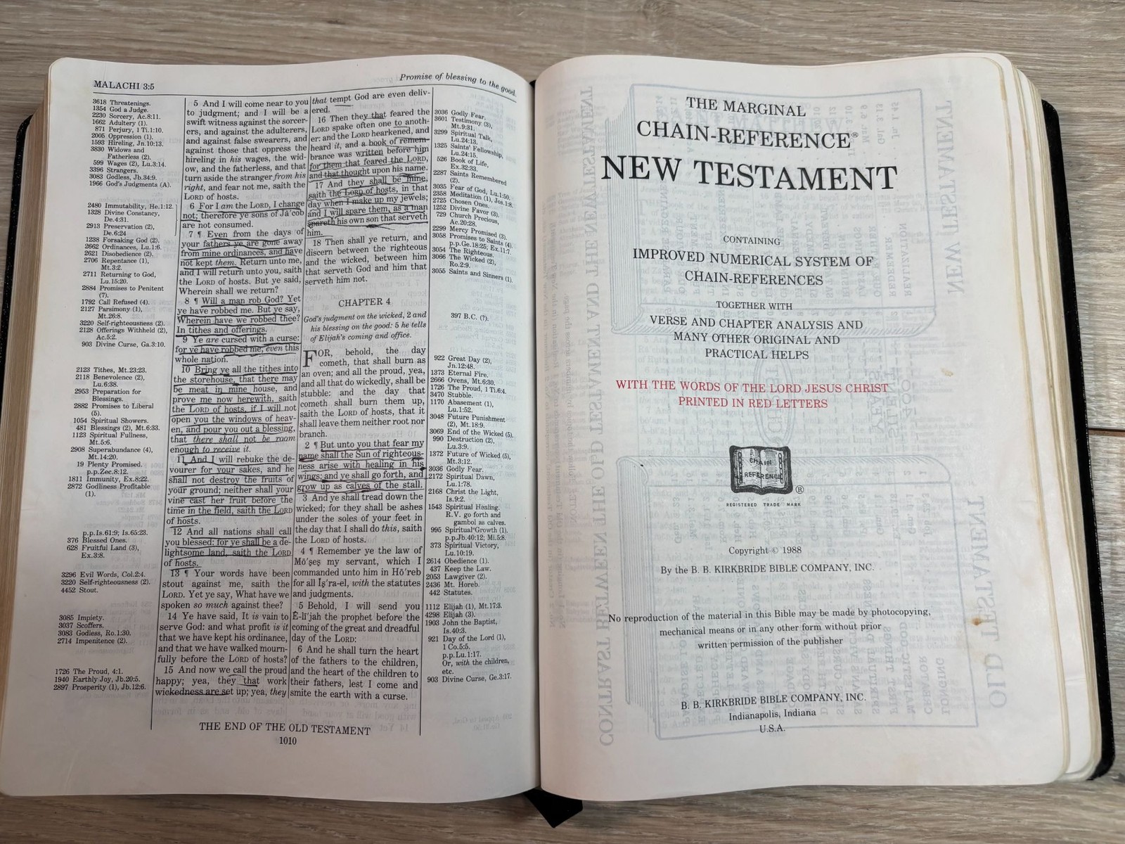 Thompson Chain-Reference Study Bible KJV Black Bonded Leather Red Letter 1997