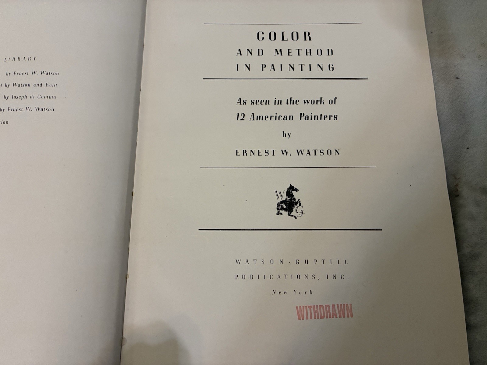 Color And Method In Painting by Ernest W. Watson 1945