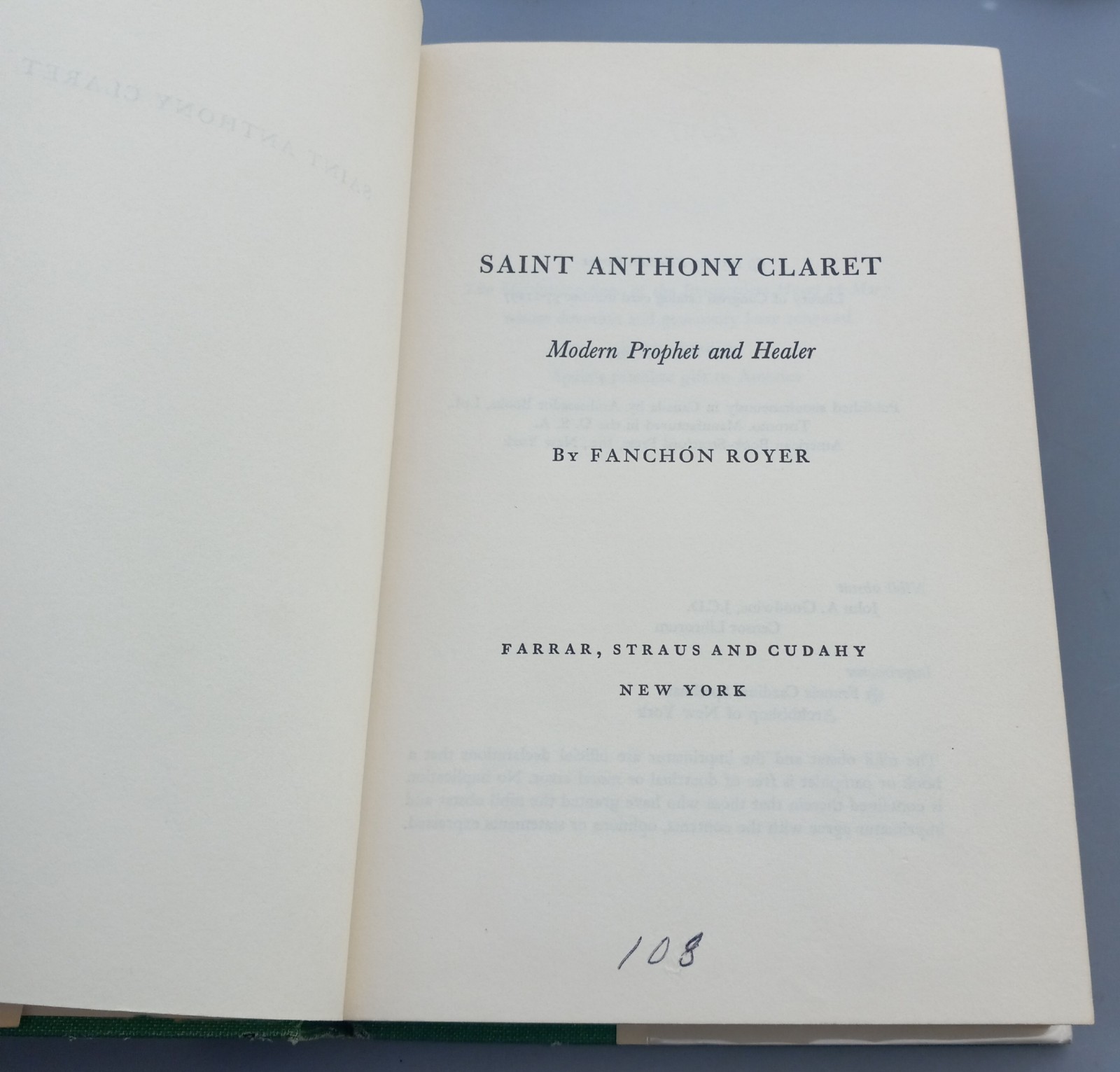 Saint Anthony Claret – Fanchon Royer 1st Printing 1957 HC Farrar Straus Cudahy