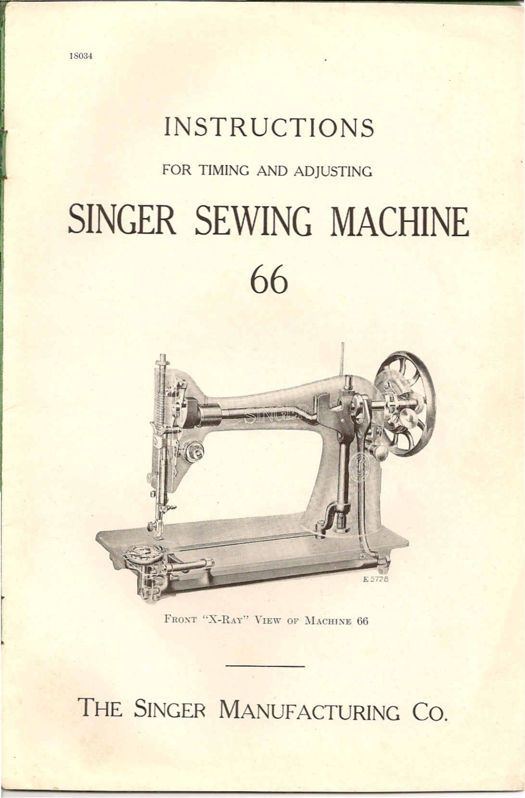 SINGER 66 TIMING & ADJUSTING MANUAL – WIRE-LOCK BIND – TOUGH JACKET – FULL COLOR
