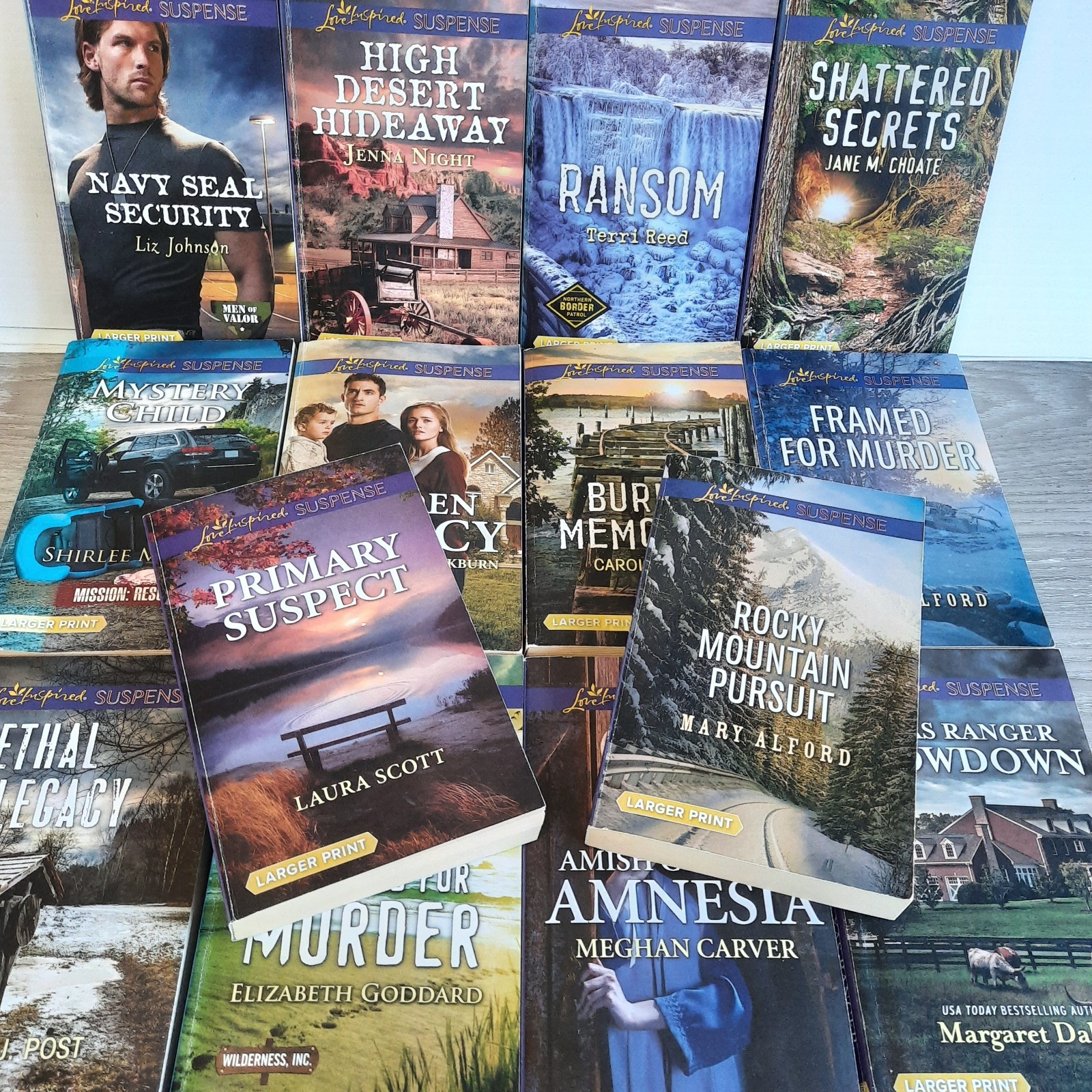 Harlequin Large Print Lot of 18 – Inspirational Suspense PB Amnesia & Danger Ser