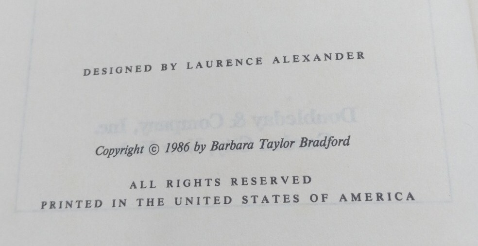 Act Of Will Barbara Taylor Bradford Hardcover 343 Pages Copyright 1986