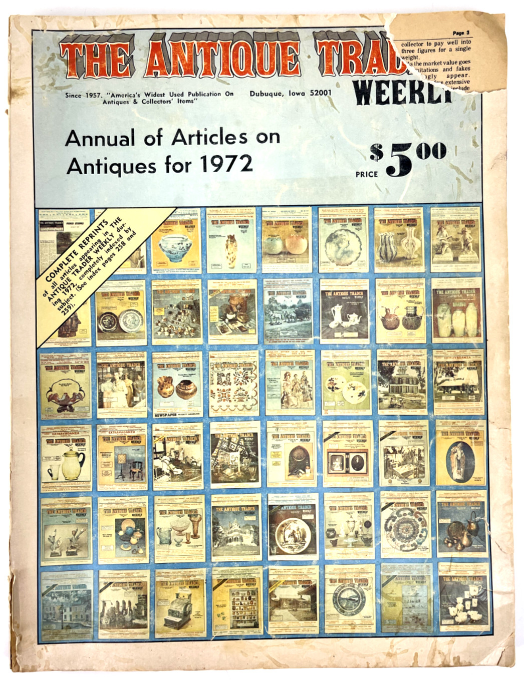 Antique Trader Weekly Annual of Articles 1972 Collectibles History 258 Pages