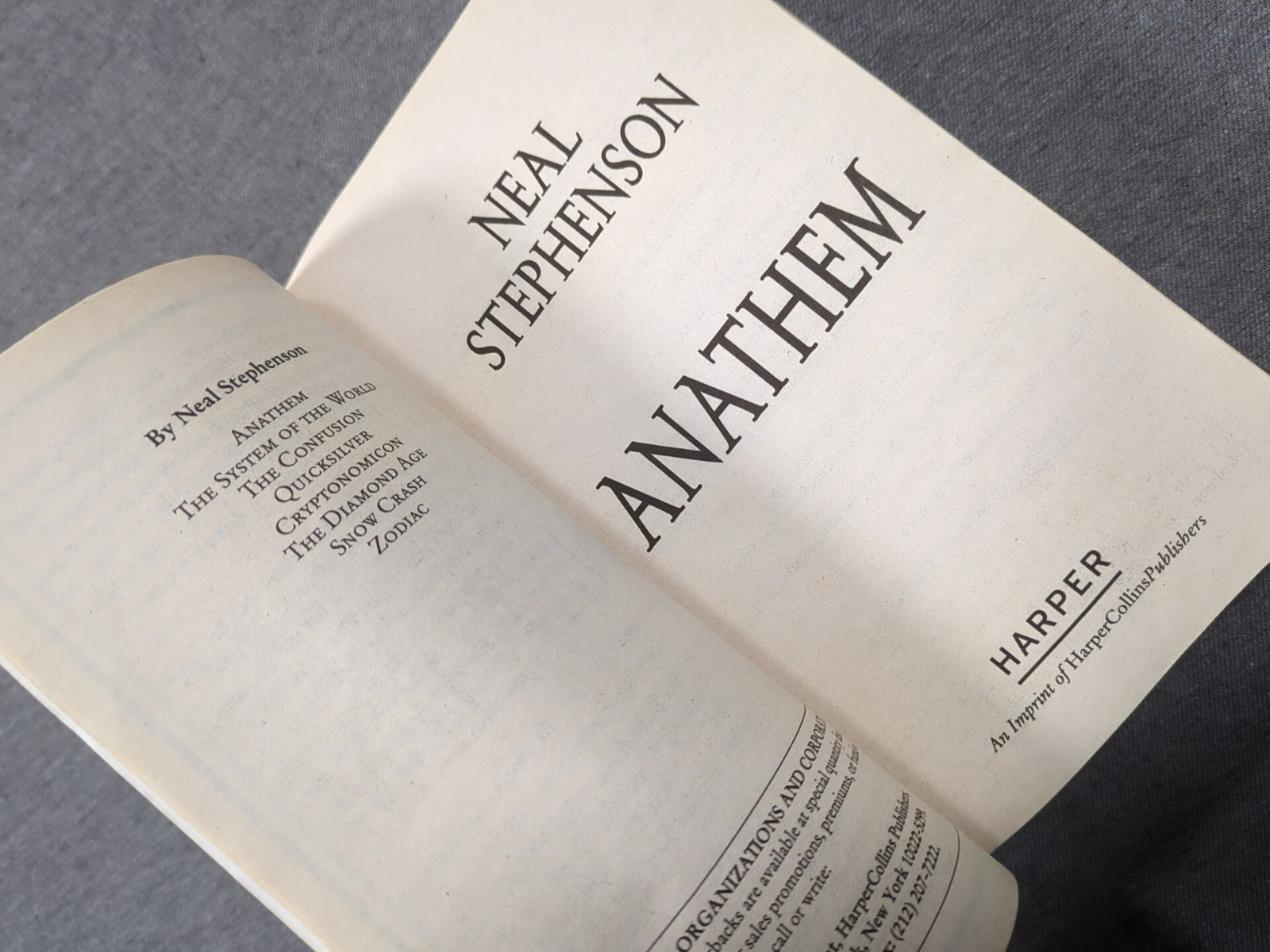 Anathem Neal Stephenson First Harper Edition September 2009 Mass Market PB