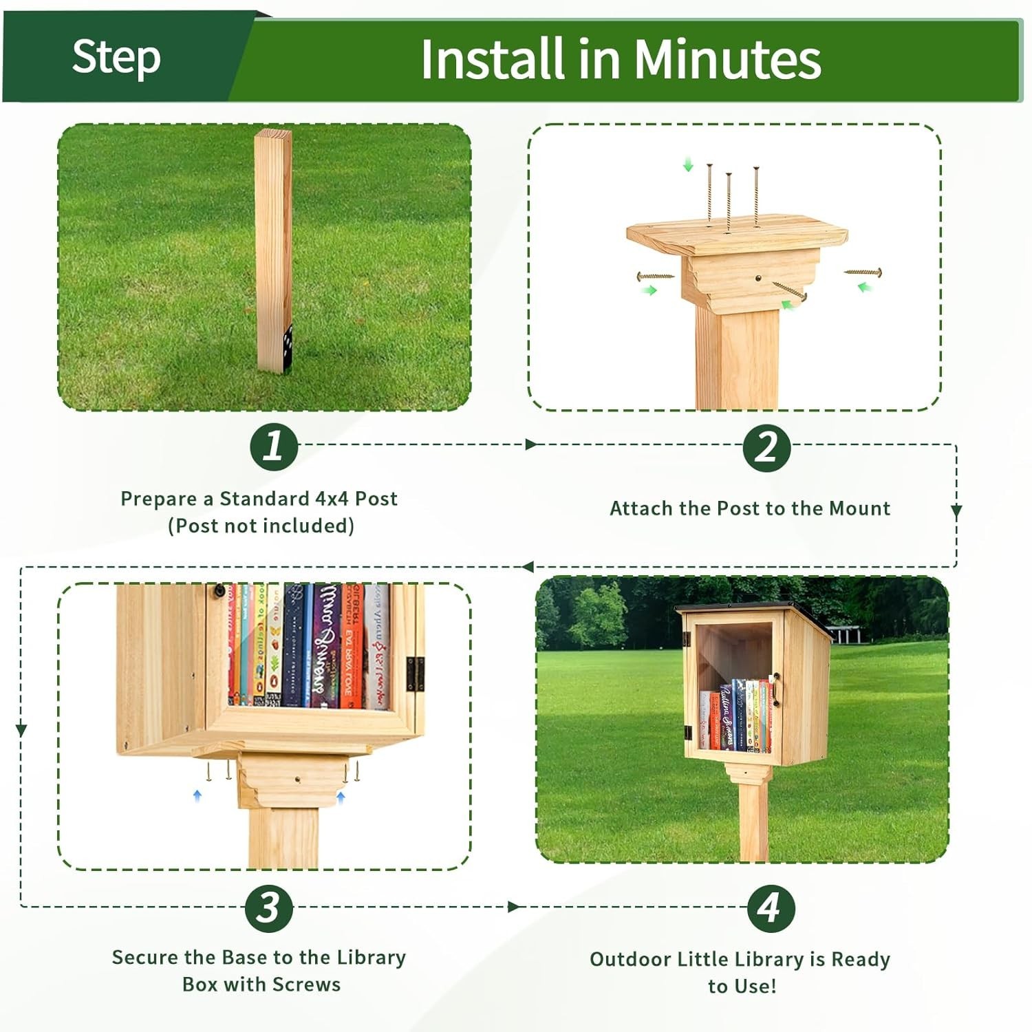 Little Library Mount 11x8x4 inches – Easy Setup for Outdoor Book Sharing