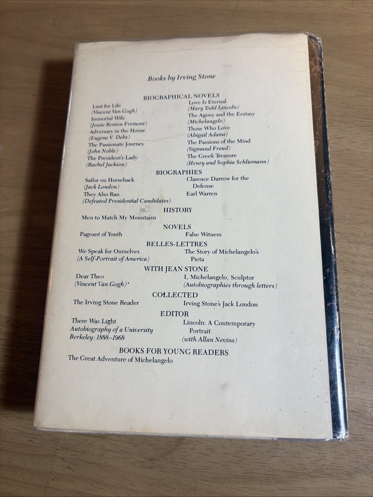 JACK LONDON: SAILOR ON HORSEBACK By Irving Stone HCDJ VG/G