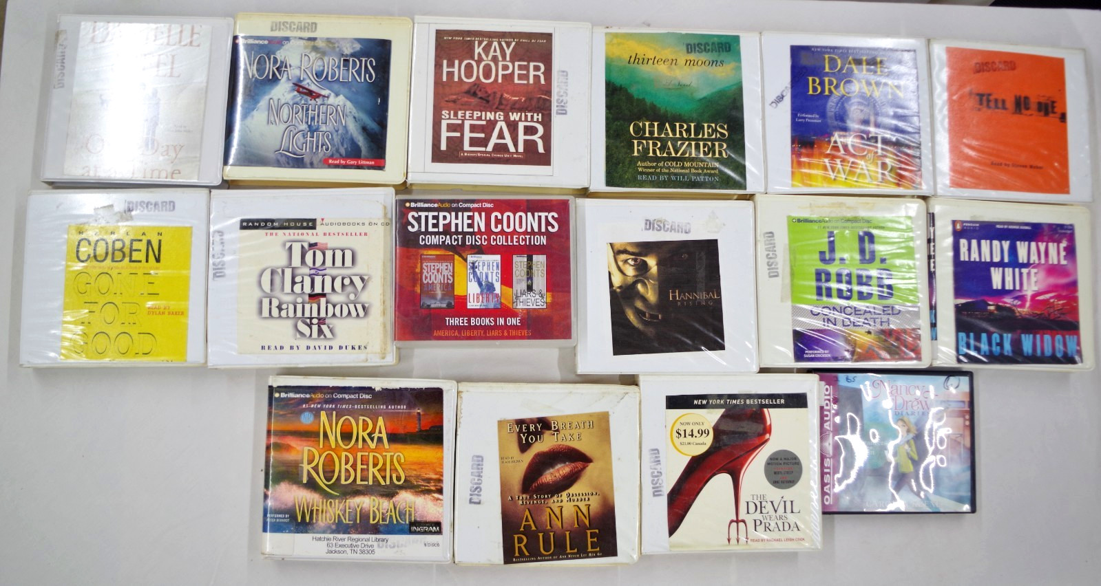 18 CD Audiobooks Assortment of Mystery-Action-Thriller-Romance Best Sellers