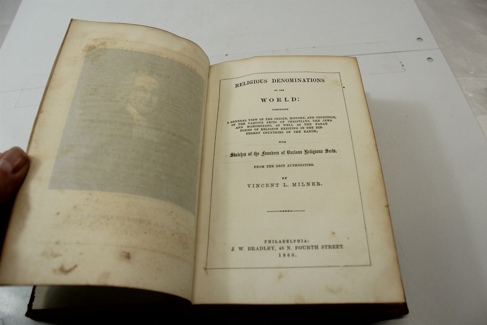 Antique 1860 Hardcover Book Religious Denominations Leather Cover 528 Pages