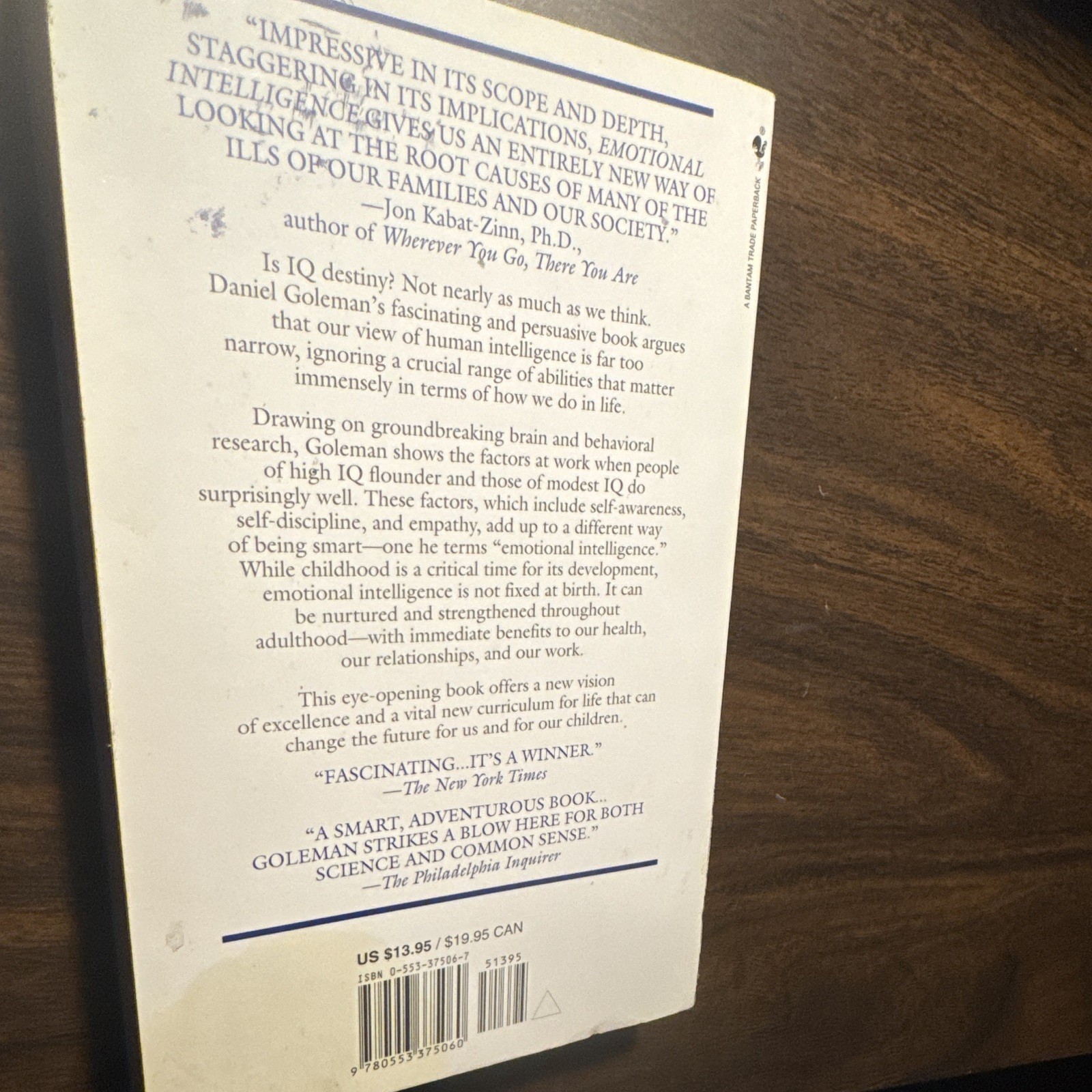 Daniel Goleman Emotional Intelligence Paperback Psychology English Bantam Books