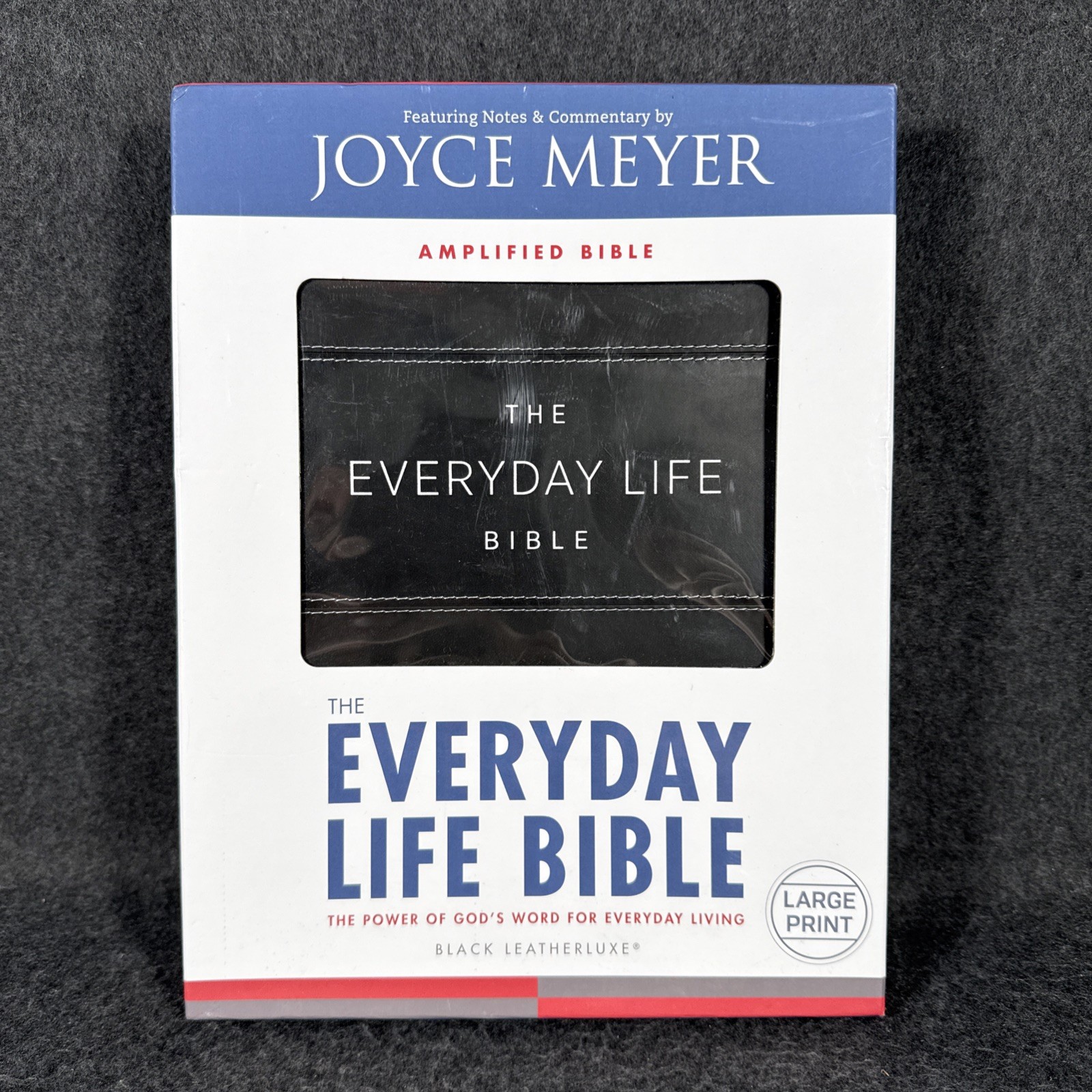 The Everyday Life Bible Large Print Joyce Meyer Black Leatherluxe Amplified, Box