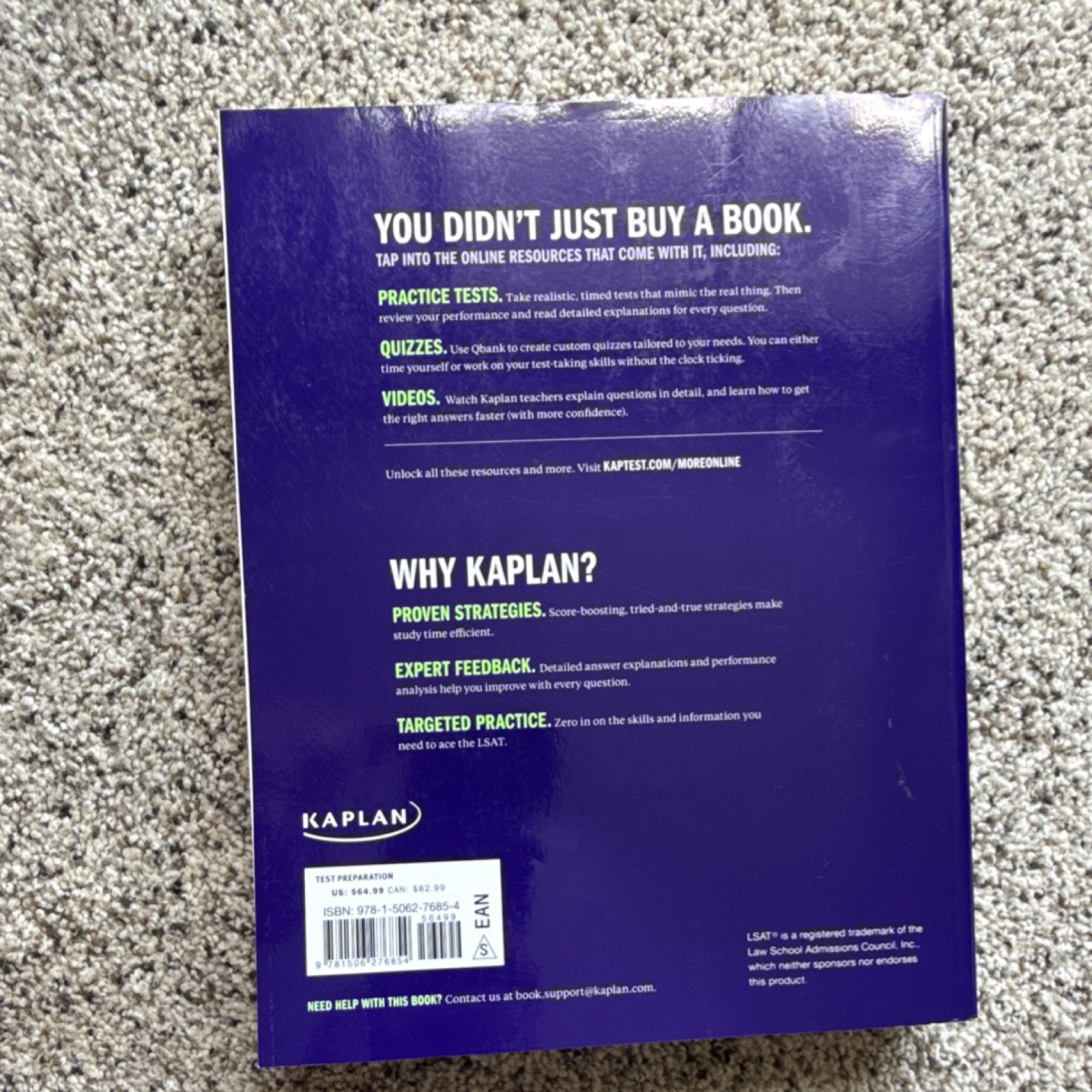 Kaplan LSAT Prep Plus 2022 Study Guide Book w/ Online Resources 600 Pages
