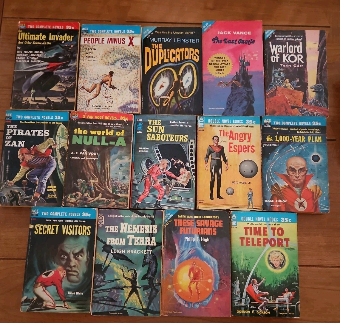 Lot 1950’s/60’s Ace Double Novels, Sci-Fi. M. Leinster/Van Vogt/P.Anderson/other